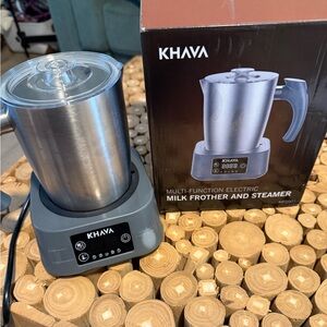 Khava Electric Milk Frother and Steamer - Silver and Black